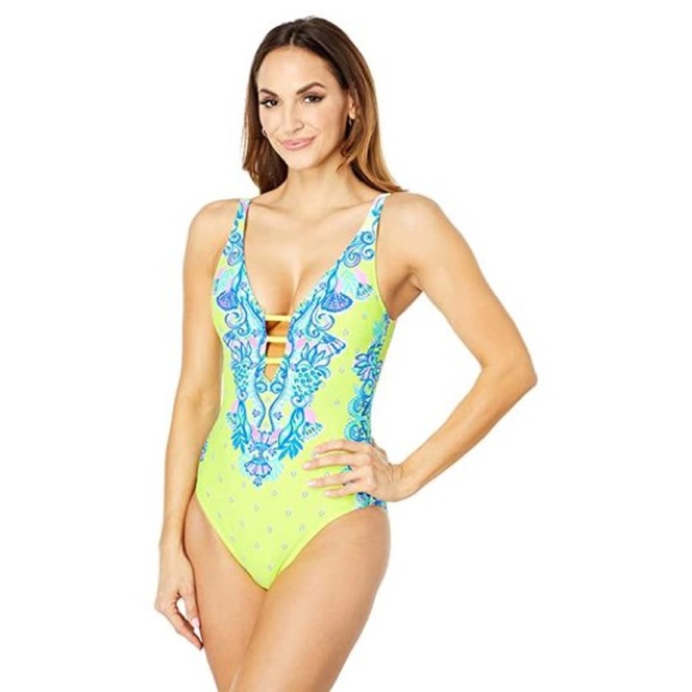 Lilly Pulitzer Jaspen One Piece Swimsuit Lori Green Pineapple Rivera Size 6